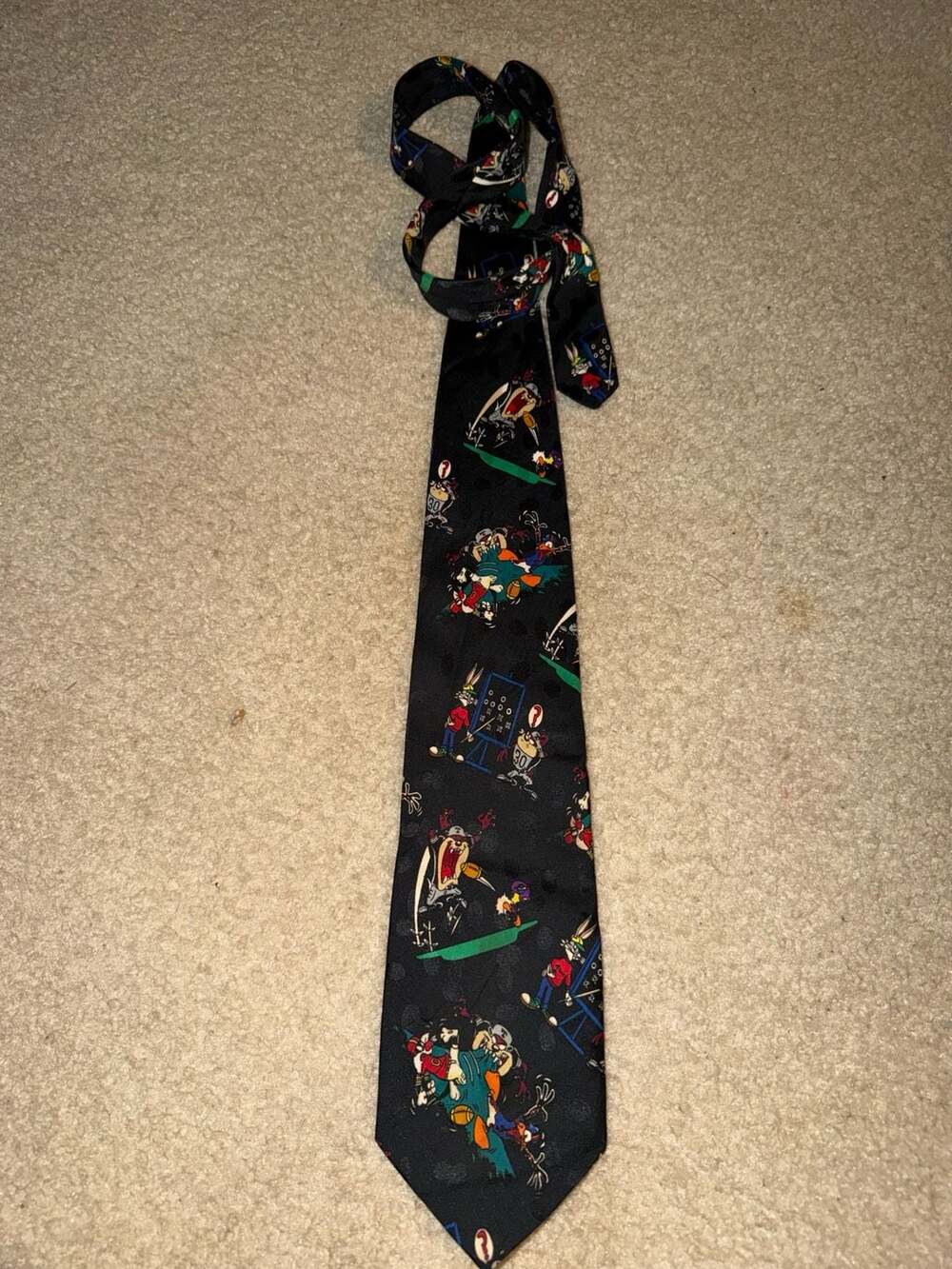 Looney Tunes Mania Vintage 1995 Football Necktie Black